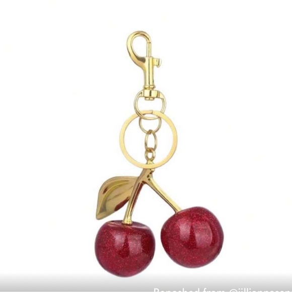 Cherry 🍒Keychain/Bag Charm w/Gold Details (COACH VIBES). **New In Package** - Picture 1 of 3